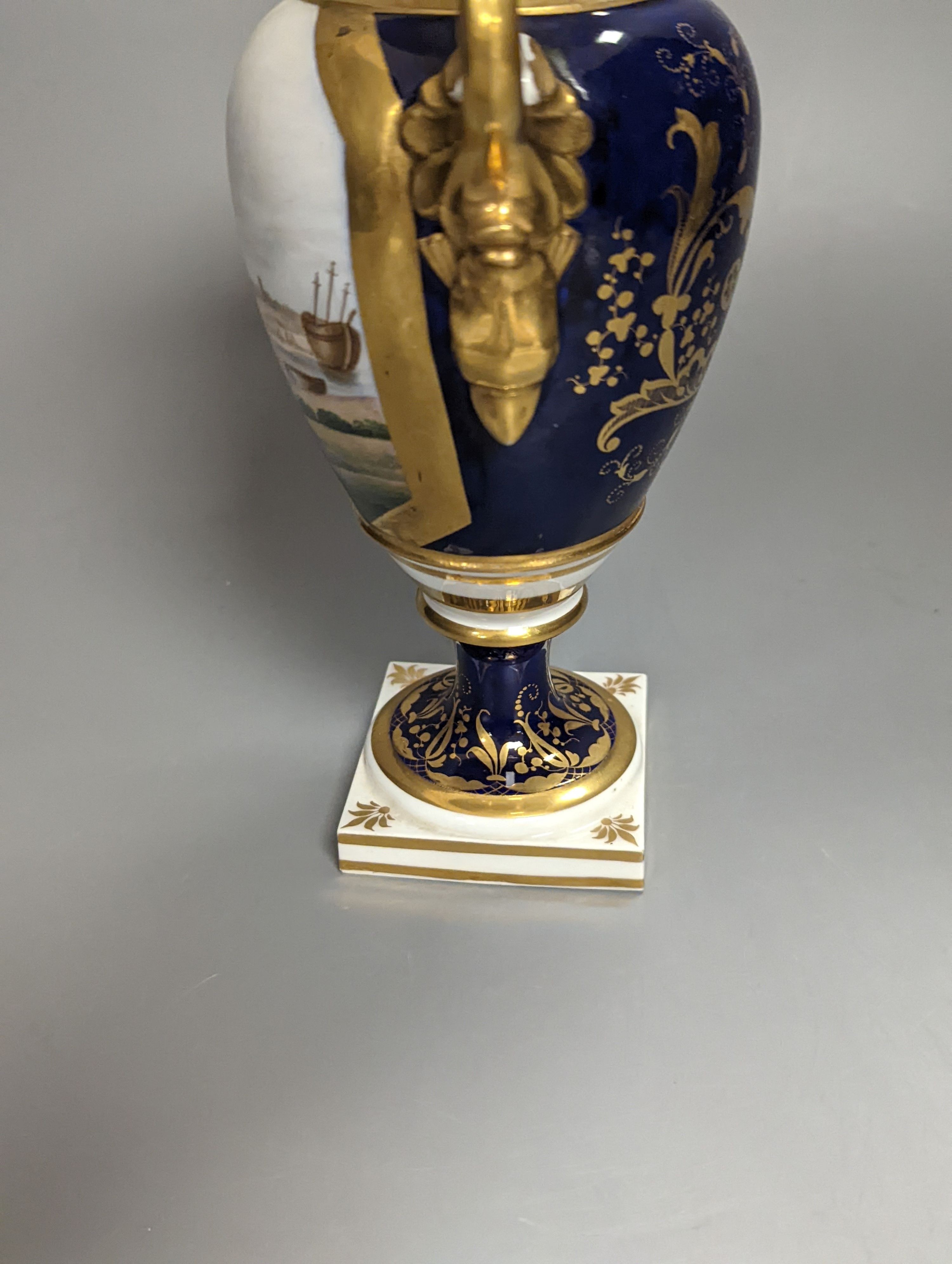 A Grainger Lee & Co. vase, painted with a view of Bristol Harbour and a sailing ship, c.1814-39, titled Bristol and Grainer in red script, height 23cm